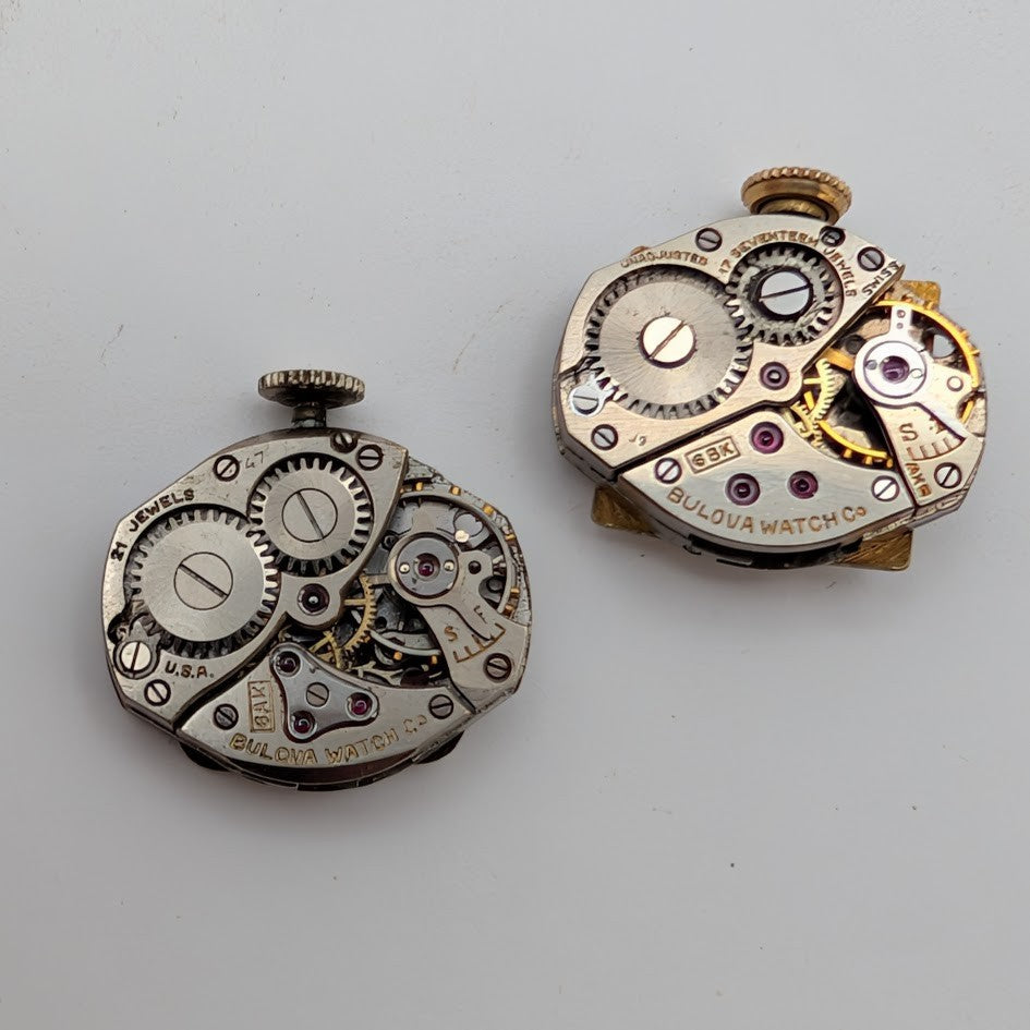 Lot 6 Bulova Ladies Watch Movements w/ Dials & Crowns 6AK 6BK 5AD 5AB 7AD2