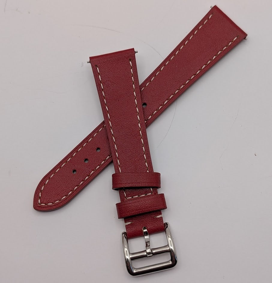 20mm Quick Release Leather Oil Wax Watch Band Strap Red Brown  Universal Fit0