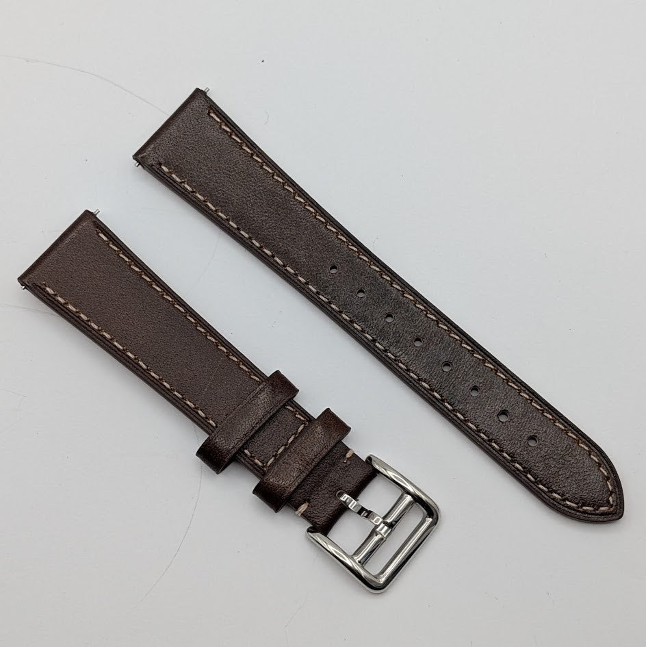20mm Quick Release Leather Oil Wax Watch Band Strap Dark Brown  Universal Fit3