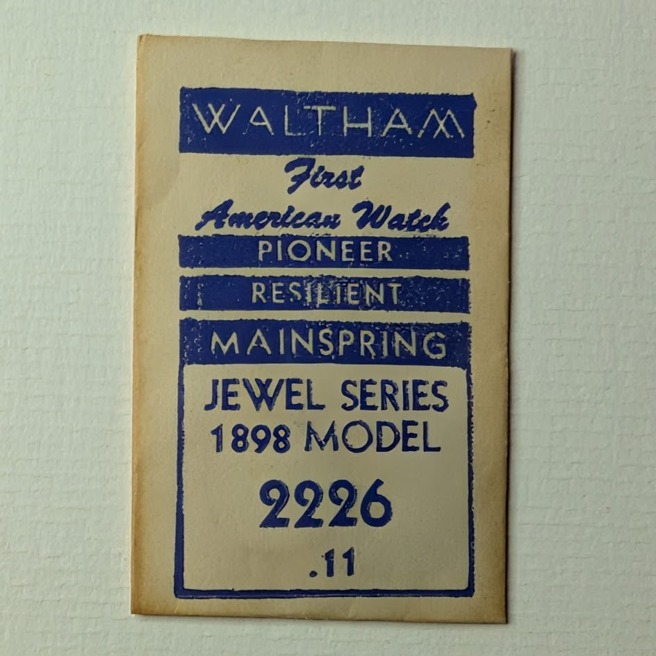 Waltham 1898 Model Pioneer Resilient Mainspring Jewel Series 22261