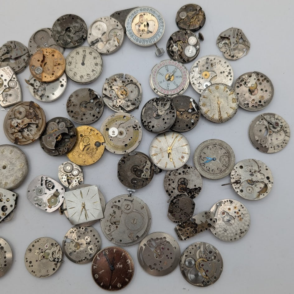 Lot of 50 Vintage Watch Movements – Non-Working Parts / Steampunk Art2