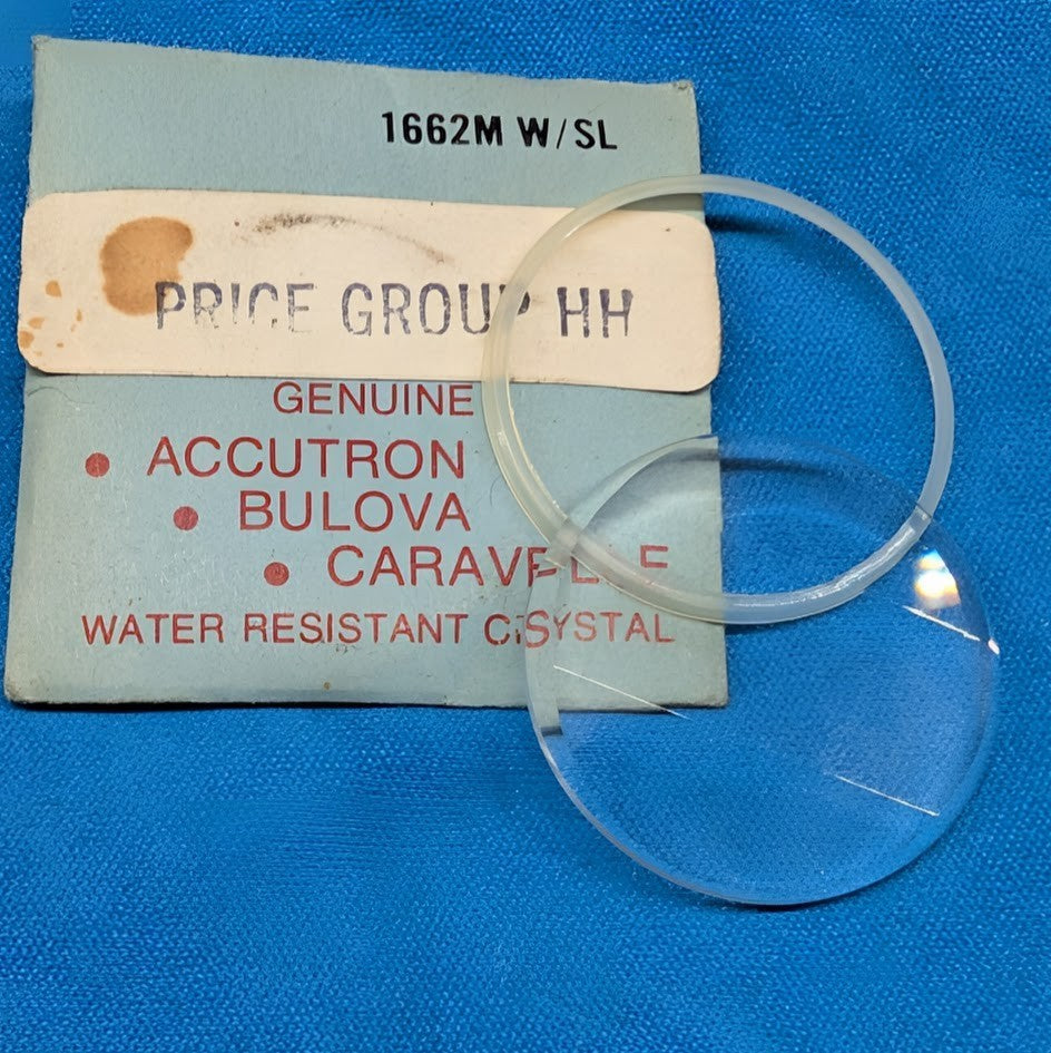 Genuine Bulova 1662M W/SL Faceted Glass Watch Crystal 29mm NOS + Gasket0