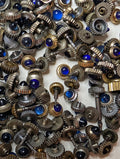 Lot of 10 Watch Crowns w/ Blue Cabochon Cap– Mixed Sizes – Vintage – Silver Tone0