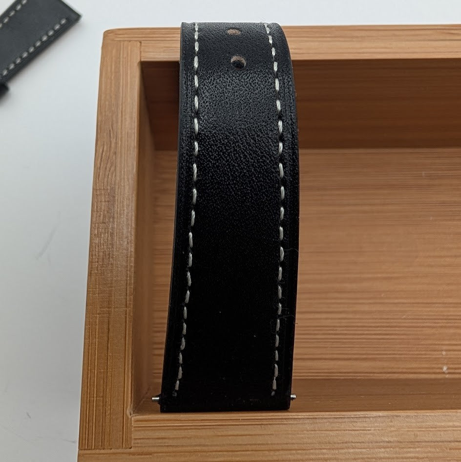 20mm Quick Release Leather Oil Wax Watch Band Strap Black  Universal Fit7