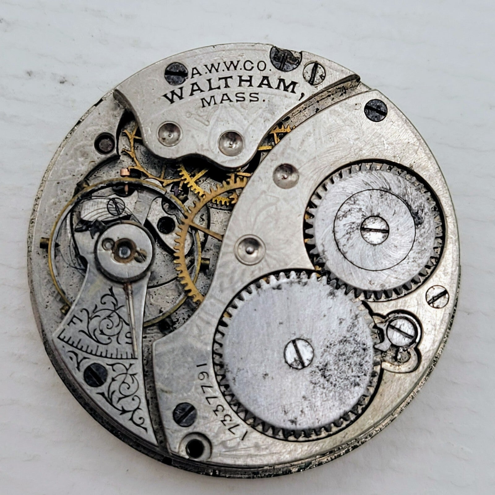 Waltham Grade No. 160 / 161 0S 7J Hunter Case Pocket Watch Movement Parts Repair0