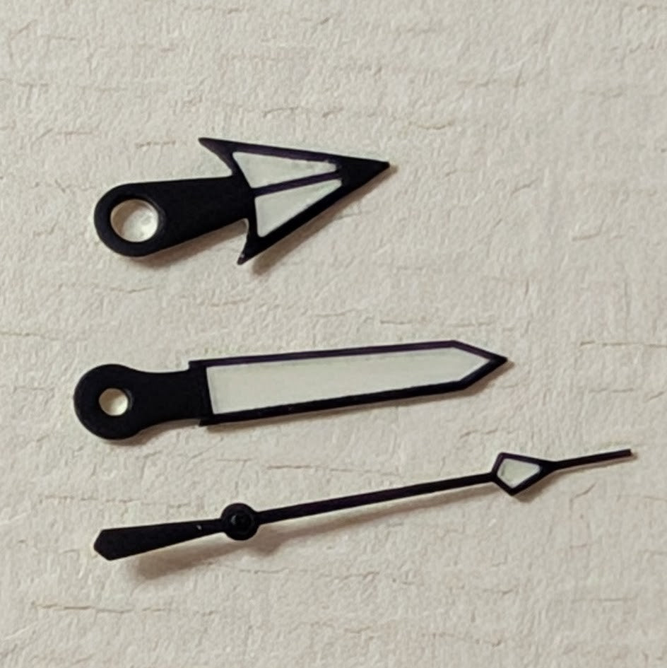 Polished Black "Falcon Edge" Mod Hands NH34 NH35 NH36 NH38 NH39 Watch Movements3