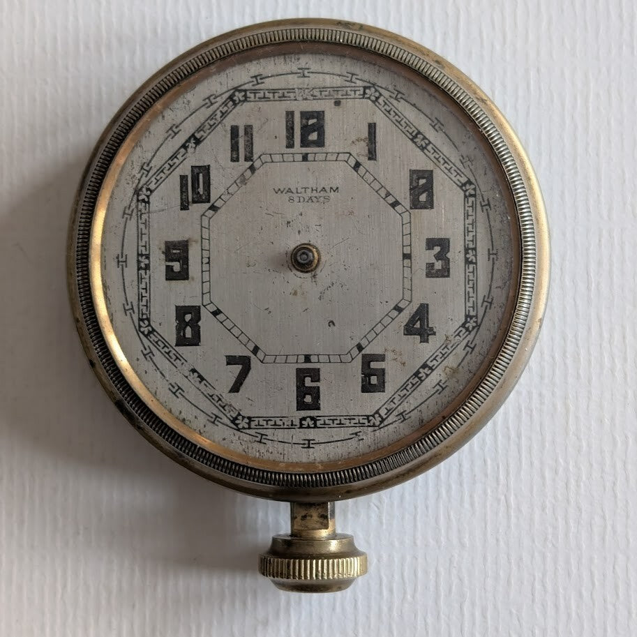 Beautiful Vintage 1920 Waltham Automobile 8-Day Clock - Parts or Repair - 37s 7j0