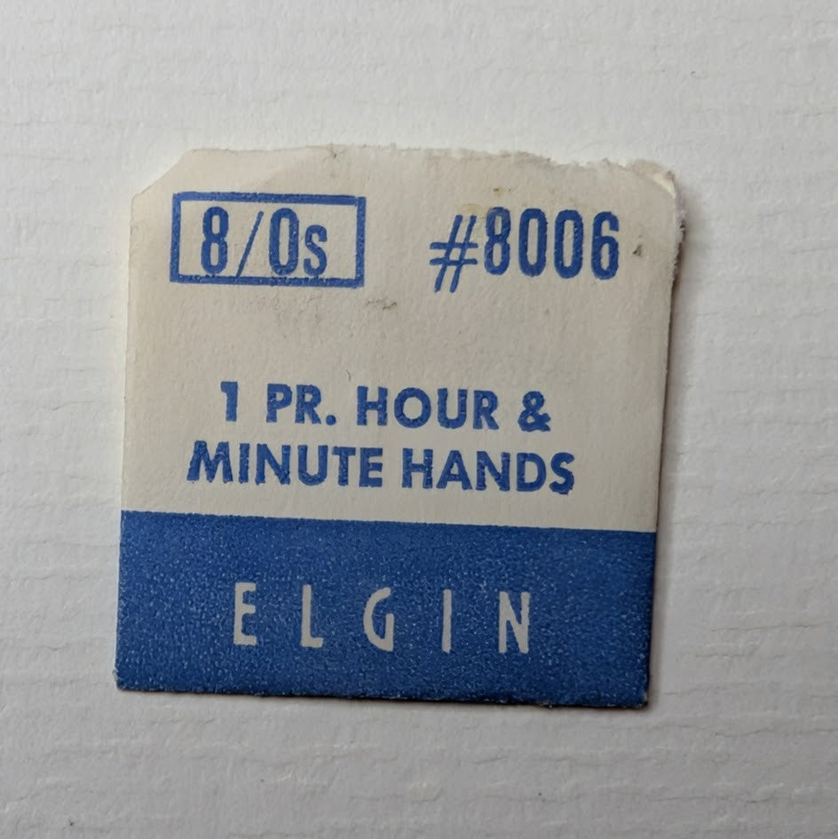 1 Pair Genuine Elgin #8006 Watch Hands Hour & Minute 6/0s Blue Diamond NOS2