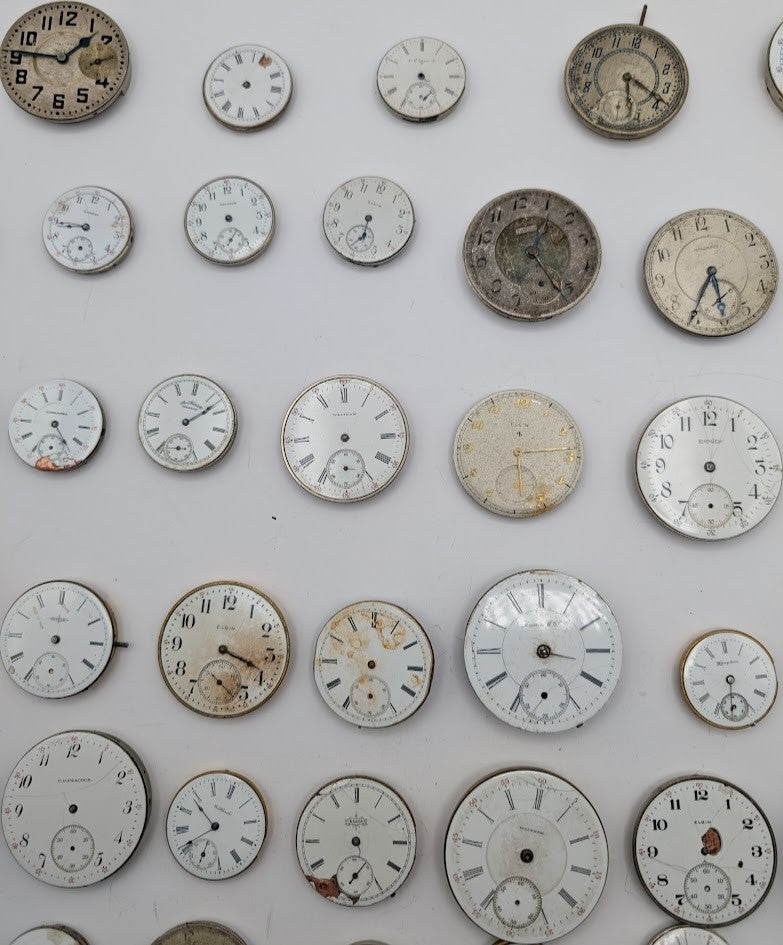 Lot of 45 Assortment of Untested Mechanical Pocket Watch Movements Parts/Repair5