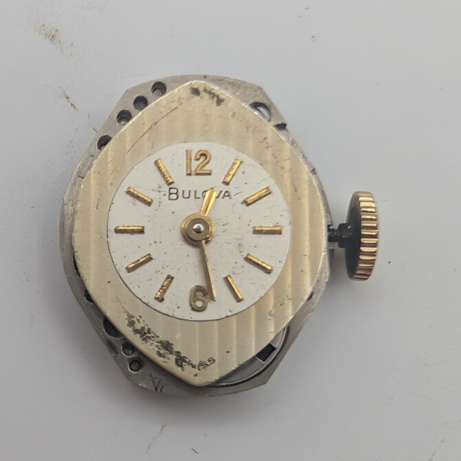 Vintage Bulova 6AH 17 Jewel Ladies Wrist Watch Movement with Dial & Crown -Ticks1