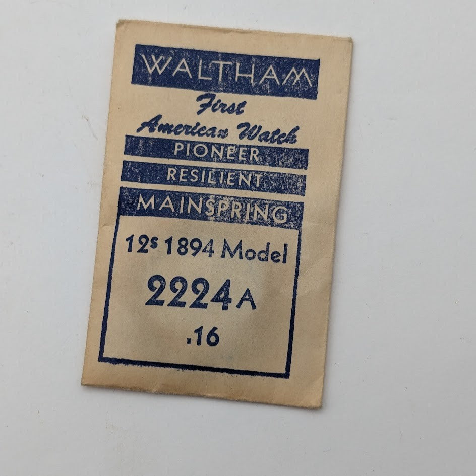 Waltham watch spring pocket label on a white background
