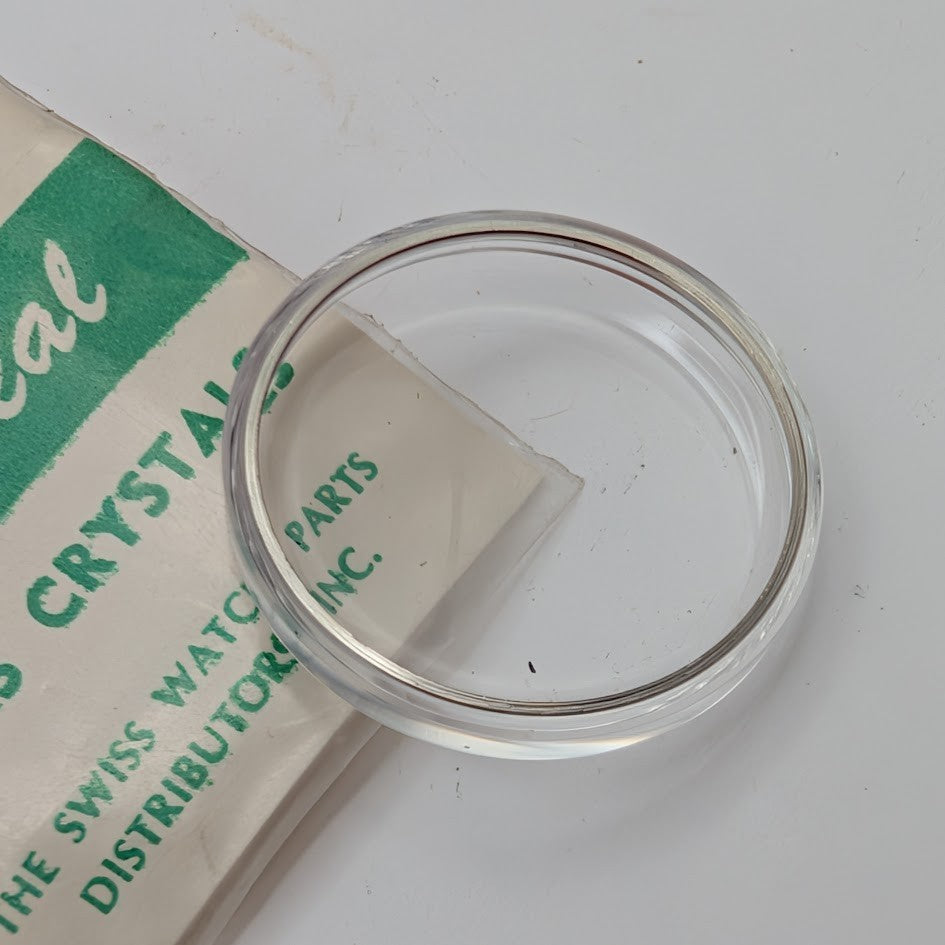 NOS 28.9mm Tru-Seal Diver Watch Crystals w/ Silver Tension Ring Swiss2