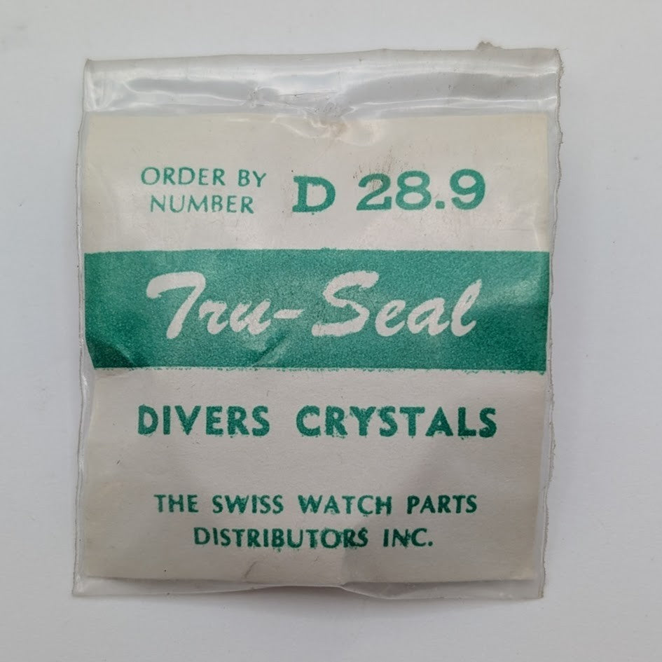 NOS 28.9mm Tru-Seal Diver Watch Crystals w/ Silver Tension Ring Swiss0