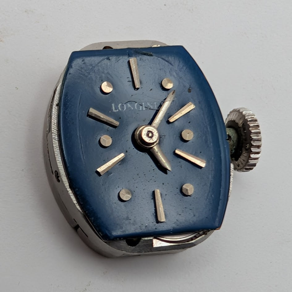 1962 Longines 4LLV 17J Ladies Watch Movement w/ Blue Dial Hands Crown  Running3
