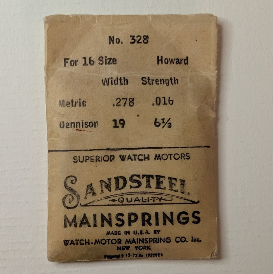Howard 16s Pocketwatch Mainspring Factory No. 2323 (328) - Steel0