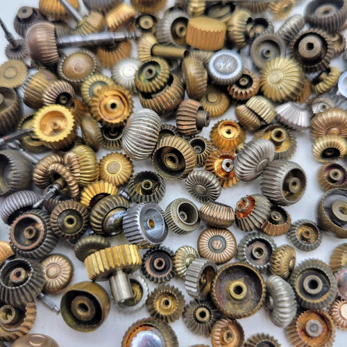 Assortment of Fifty (50) Various Color and Size Pocket Watch Crowns / Crown0