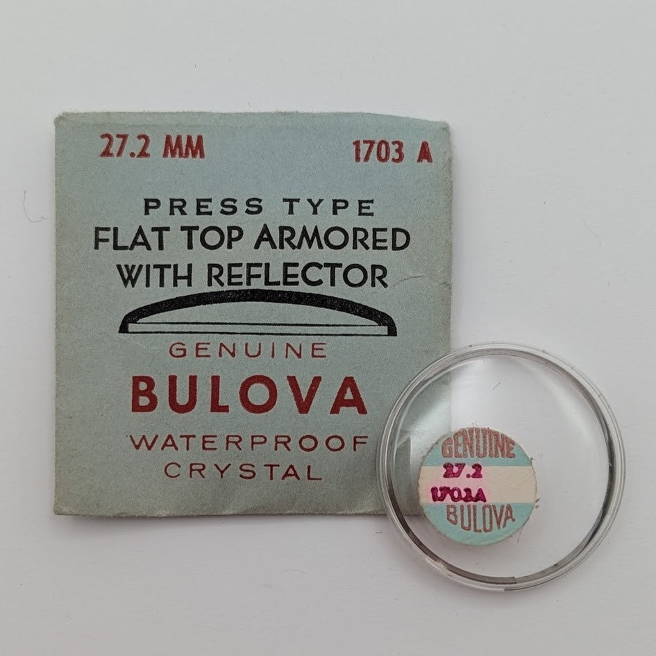 Genuine NOS Bulova 27.2mm Press Type Flat Top Replacement Watch Crystal 1703A0