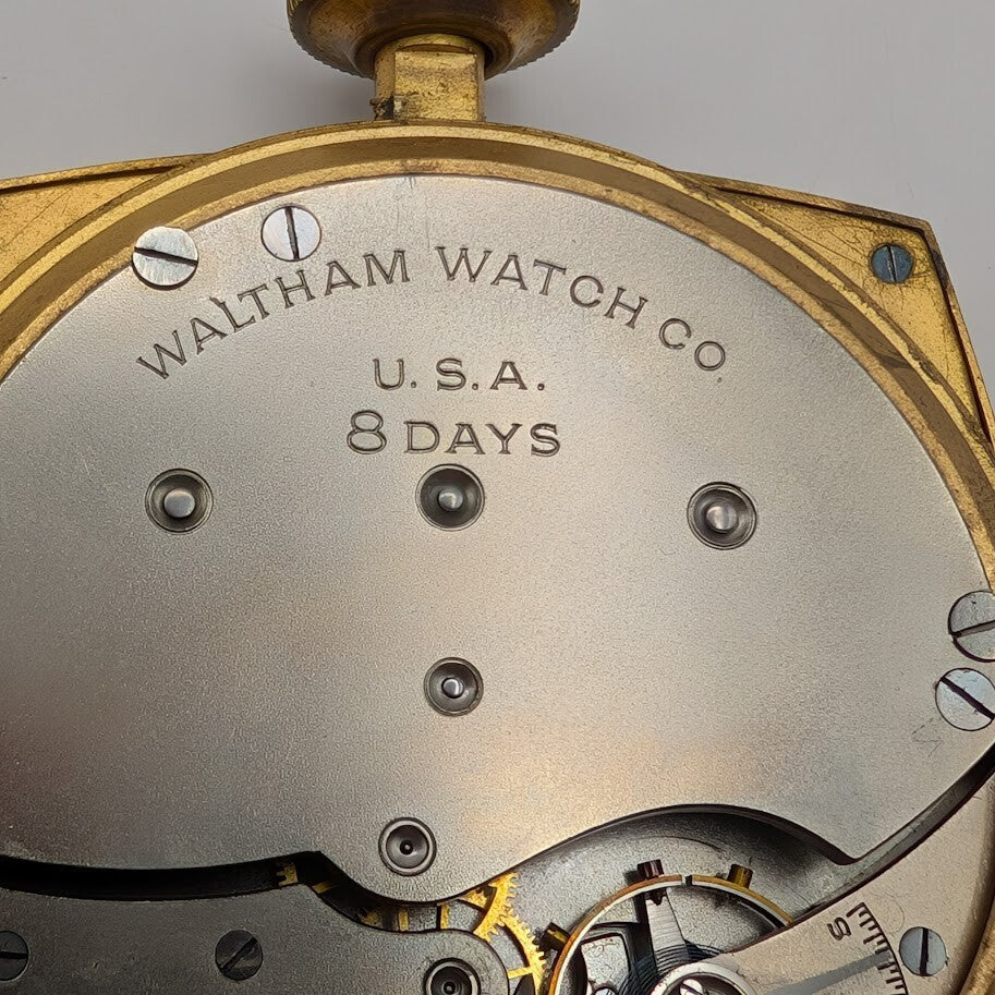 Waltham 8 day 7j, 1926 Travel / Desk Clock, 37s, 7J, Breguet Hairspring - Runs5