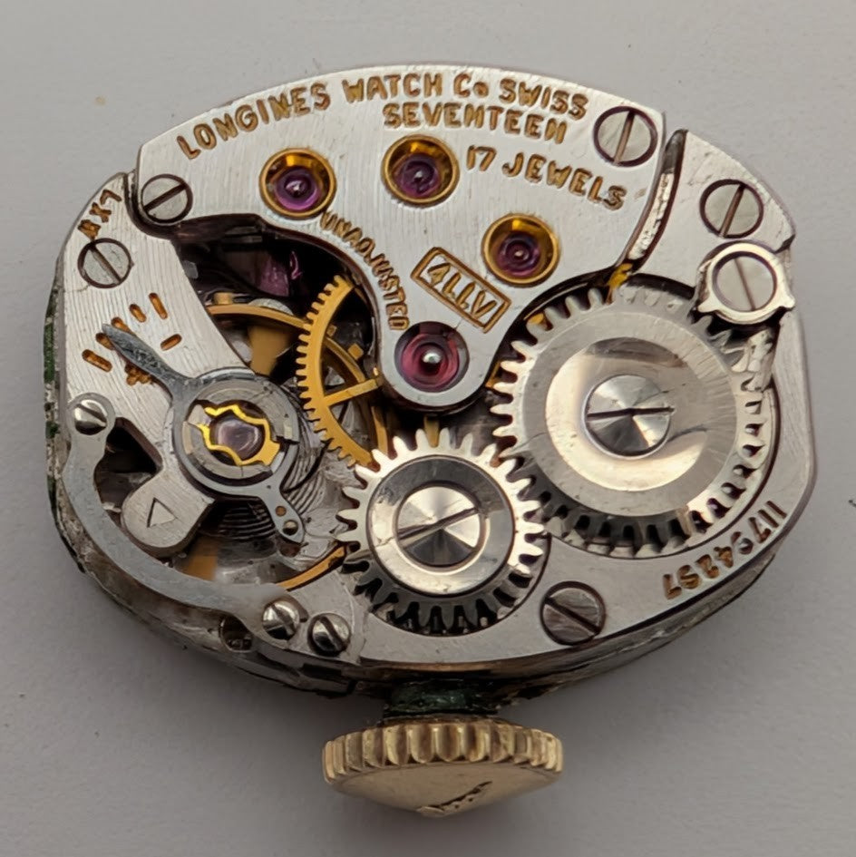 1961 Longines 4LLV 17J Ladies Watch Movement Dial & Crown Runs0