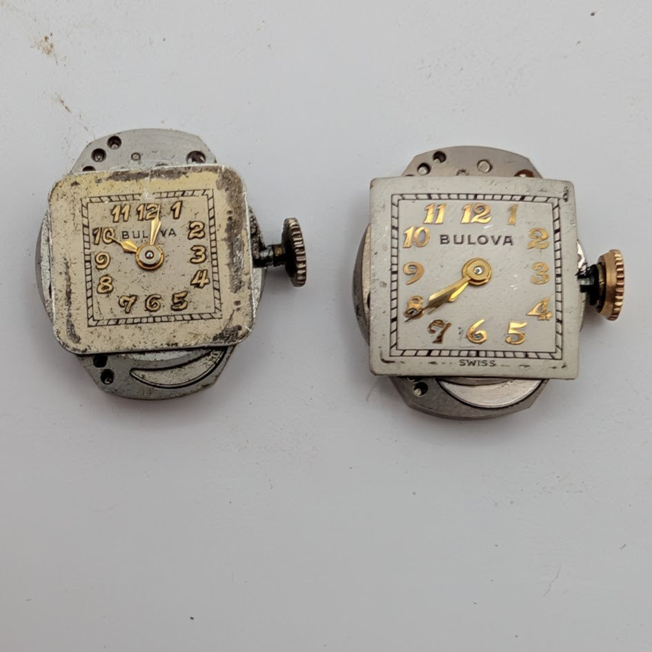 Lot 6 Bulova Ladies Watch Movements w/ Dials & Crowns 6AK 6BK 5AD 5AB 7AD1