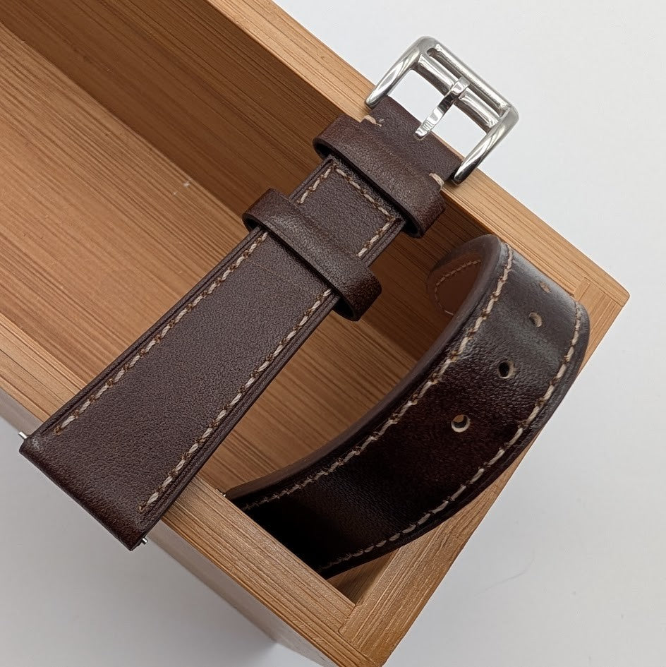 20mm Quick Release Leather Oil Wax Watch Band Strap Dark Brown  Universal Fit8