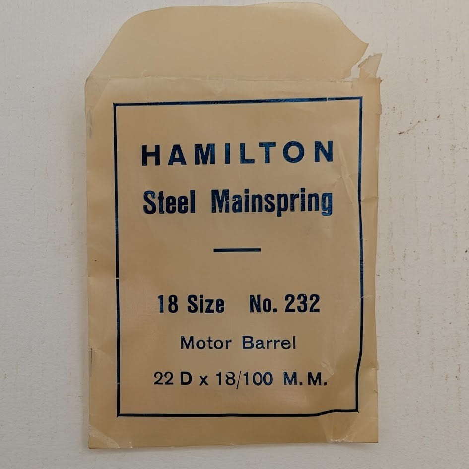 Hamilton 18 Size Pocket Watch Steel Mainspring No. 232 Motor Barrel 22D x 0.18mm1
