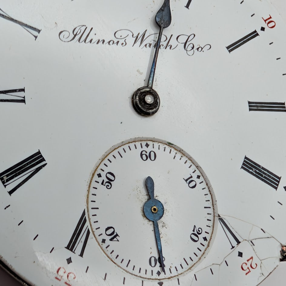 Illinois 16s Pocket Watch Movement Dial Grade 172 11j Lever Set Parts2