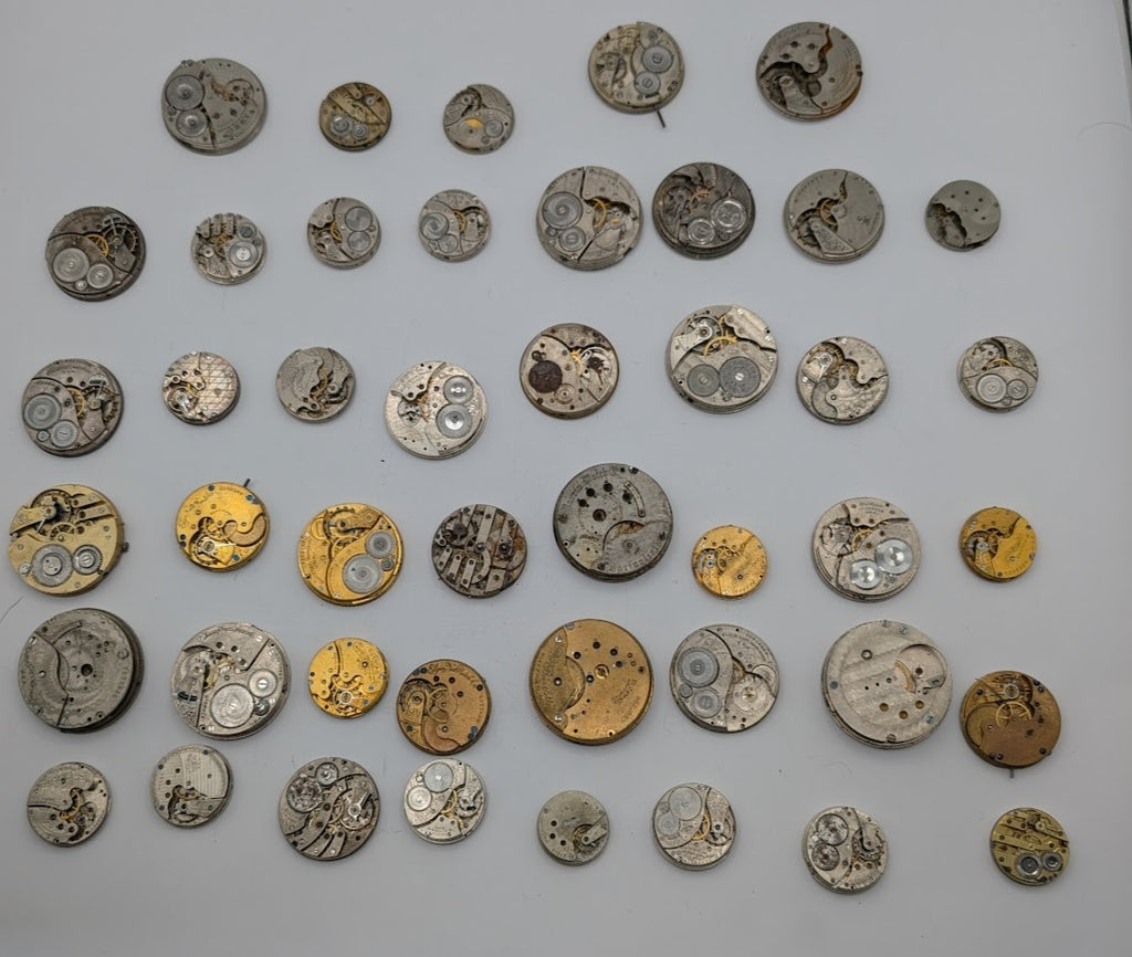 Lot of 45 Assortment of Untested Mechanical Pocket Watch Movements Parts/Repair8
