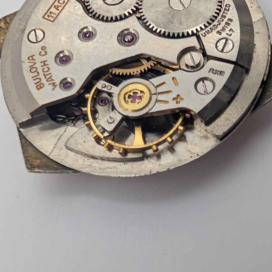 Bulova 11AC 17J Manual-Wind Movement w/ Dial & Hands – Balance Rotates – Parts3