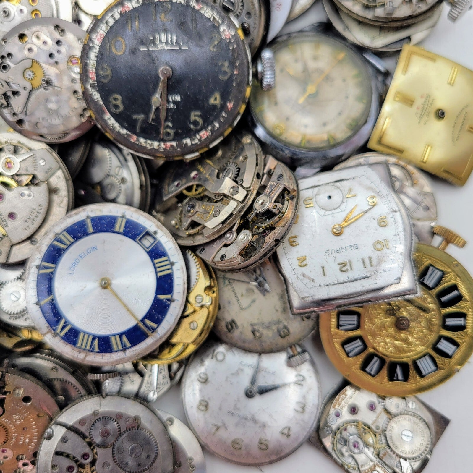 Mixed Lot Of 5 Untested Used Mechanical Watch Movements For Parts  (Lot F)2