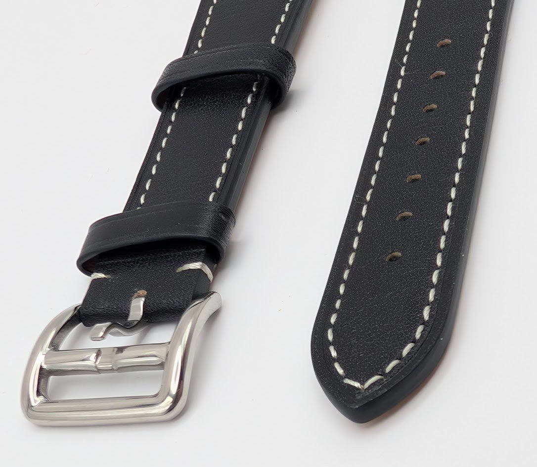 20mm Quick Release Leather Oil Wax Watch Band Strap Black  Universal Fit3