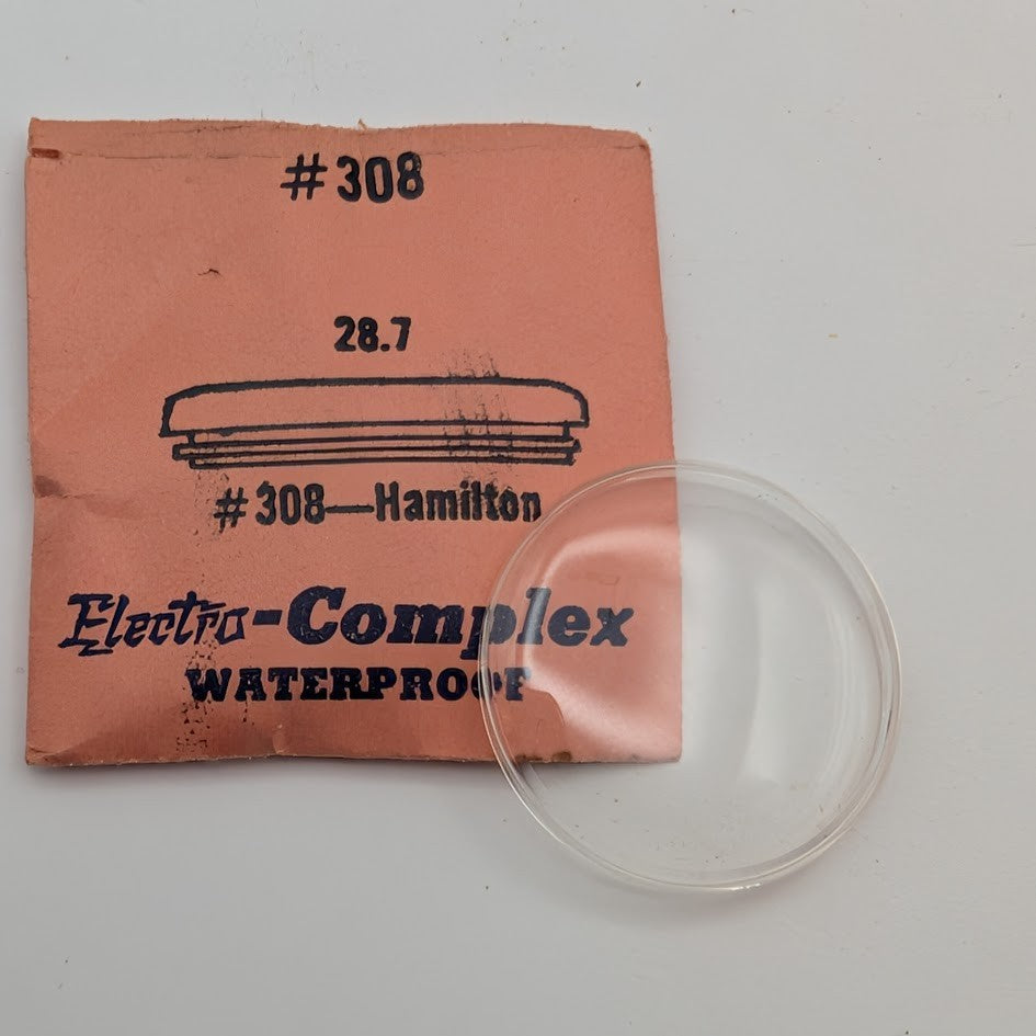 28.7 mm Electra-Complex Waterproof Watch Crystal – #308 Hamilton – NOS0