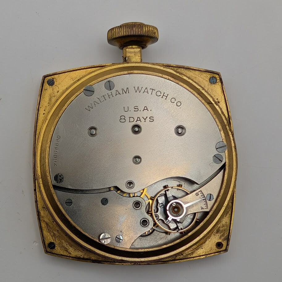 Waltham 8 day 7j, 1926 Travel / Desk Clock, 37s, 7J, Breguet Hairspring - Runs1