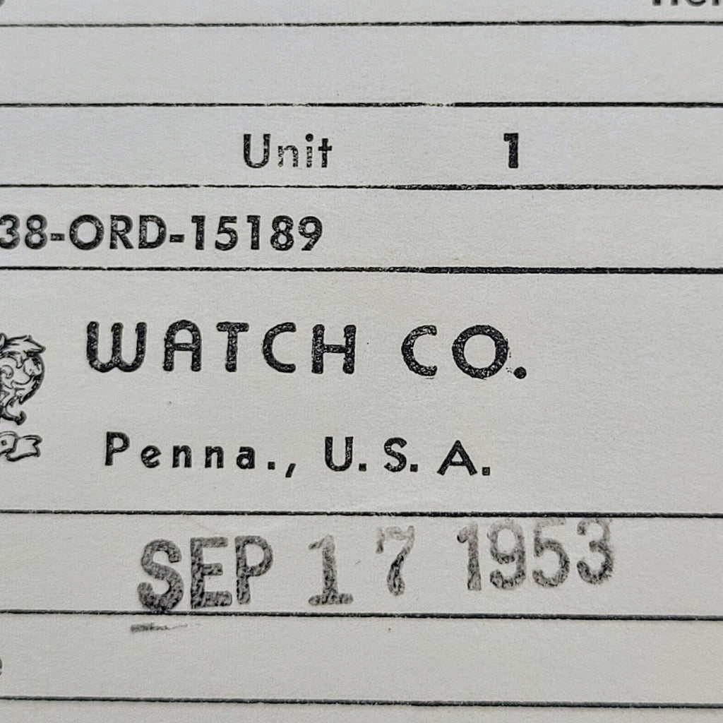 HAMILTON Watch NOS Cap Assembly 987A ORD MILITARY 19532