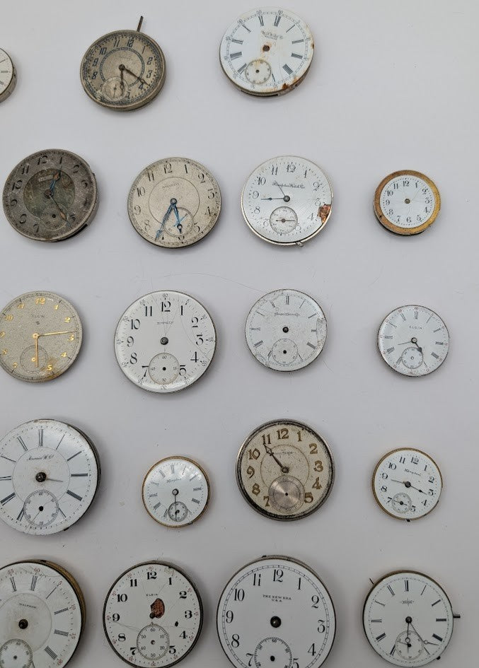 Lot of 45 Assortment of Untested Mechanical Pocket Watch Movements Parts/Repair4