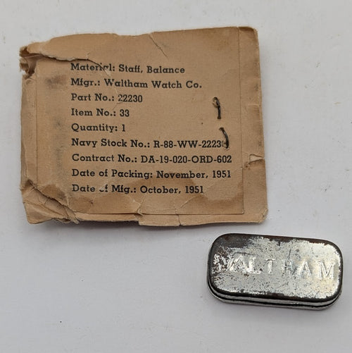 22s Waltham # 22230 Balance Staff - 1951 Military Issue0