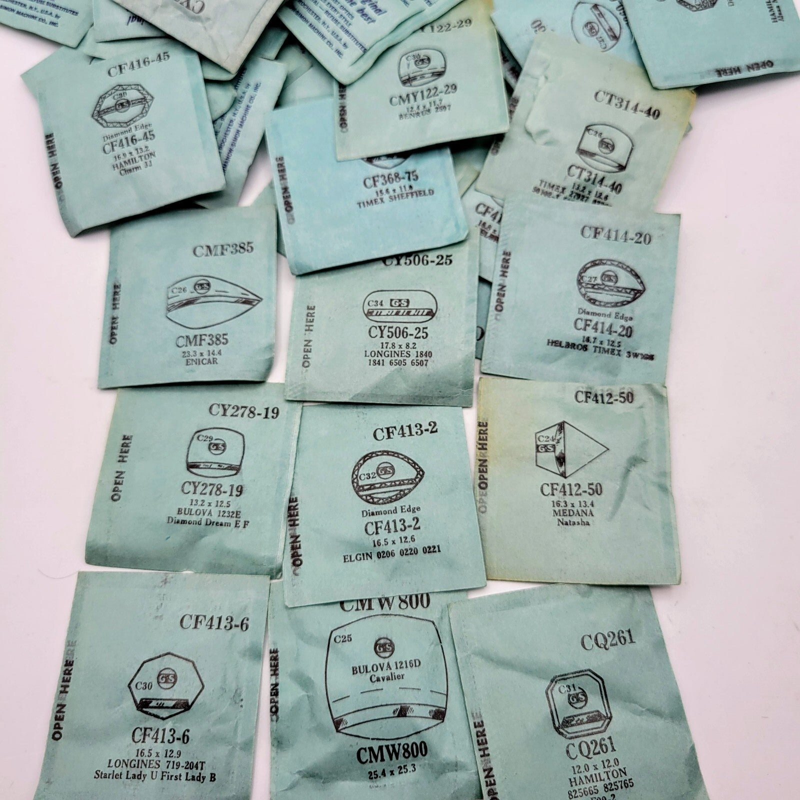 Lot of 50+ G.S. Watch Crystals for Various Watch Maker NOS Various Sizes3