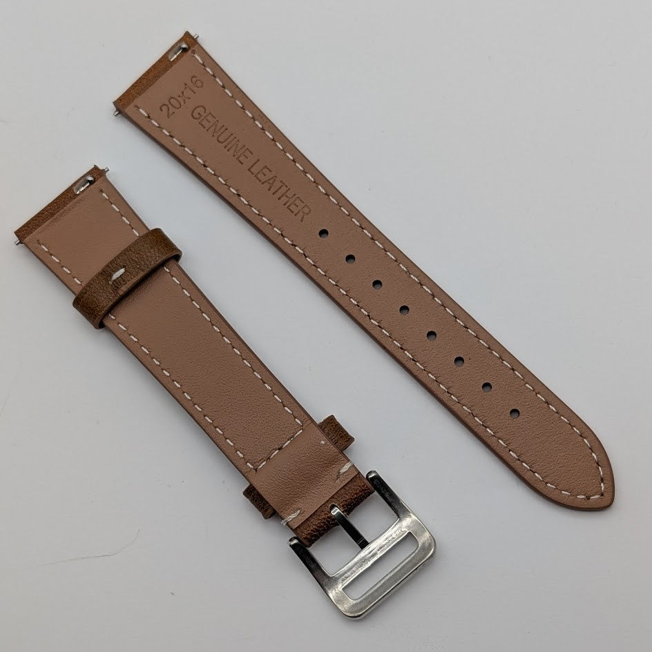 20mm Quick Release Leather Oil Wax Watch Band Strap Light Brown  Universal Fit3