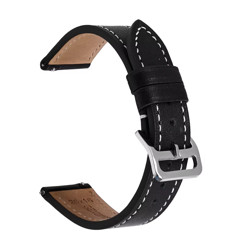 20mm Quick Release Leather Oil Wax Watch Band Strap Black  Universal Fit1