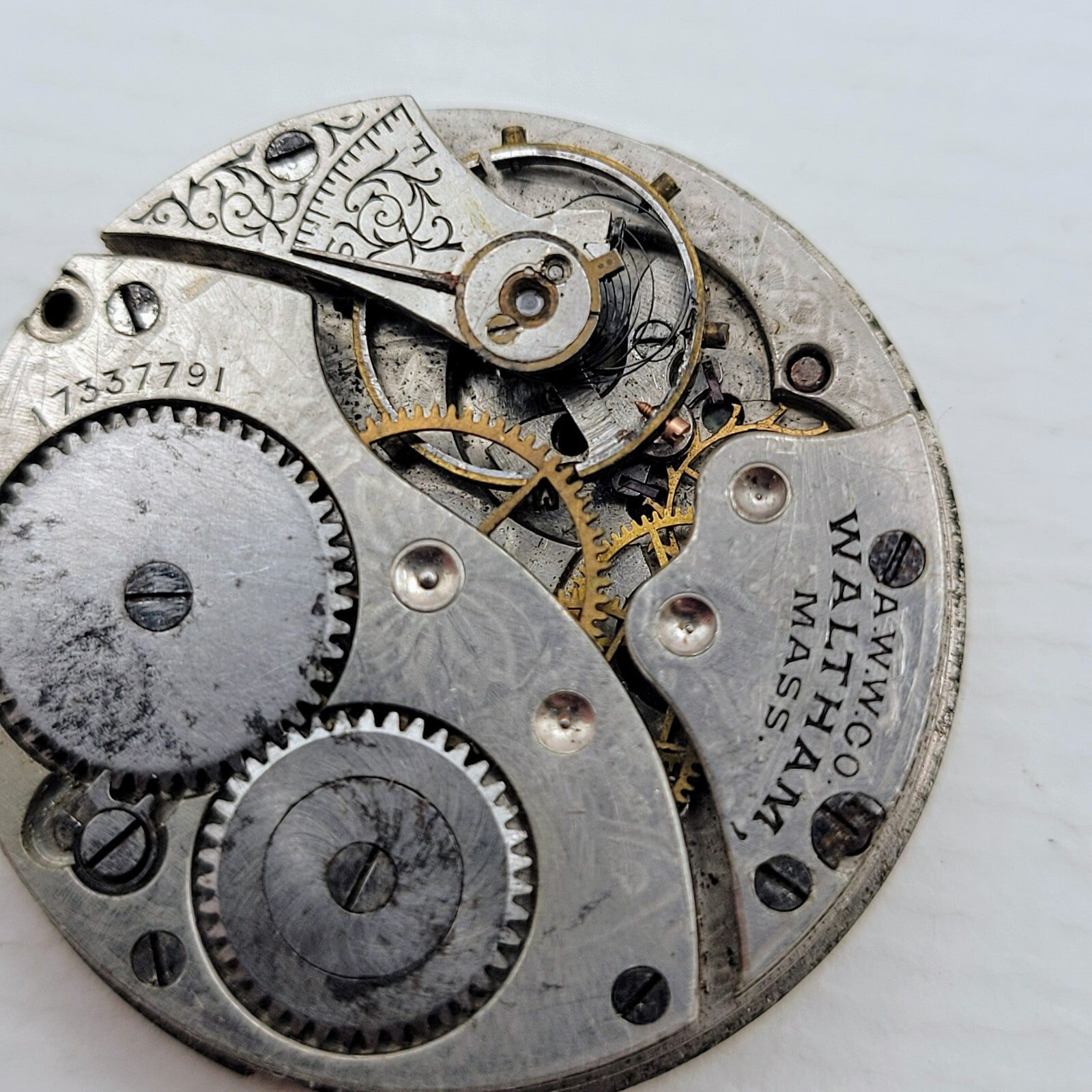 Waltham Grade No. 160 / 161 0S 7J Hunter Case Pocket Watch Movement Parts Repair3
