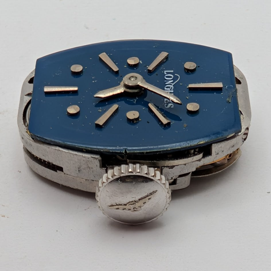 1962 Longines 4LLV 17J Ladies Watch Movement w/ Blue Dial Hands Crown  Running4