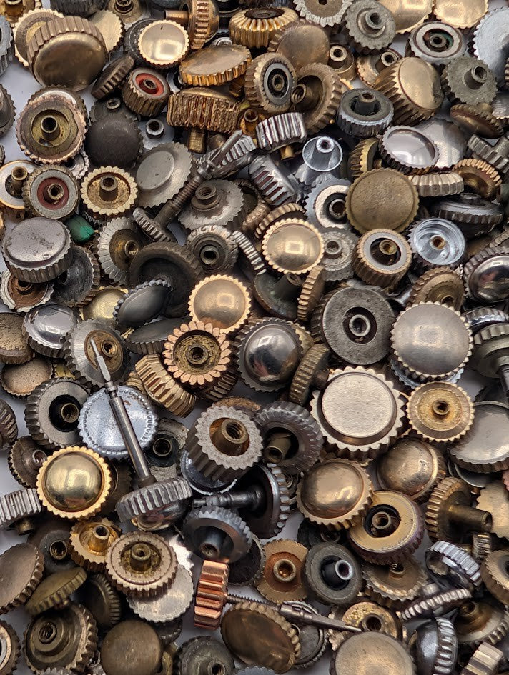 Watch Crowns Parts lot of 50 - Parts/Repair - Silver Toned1