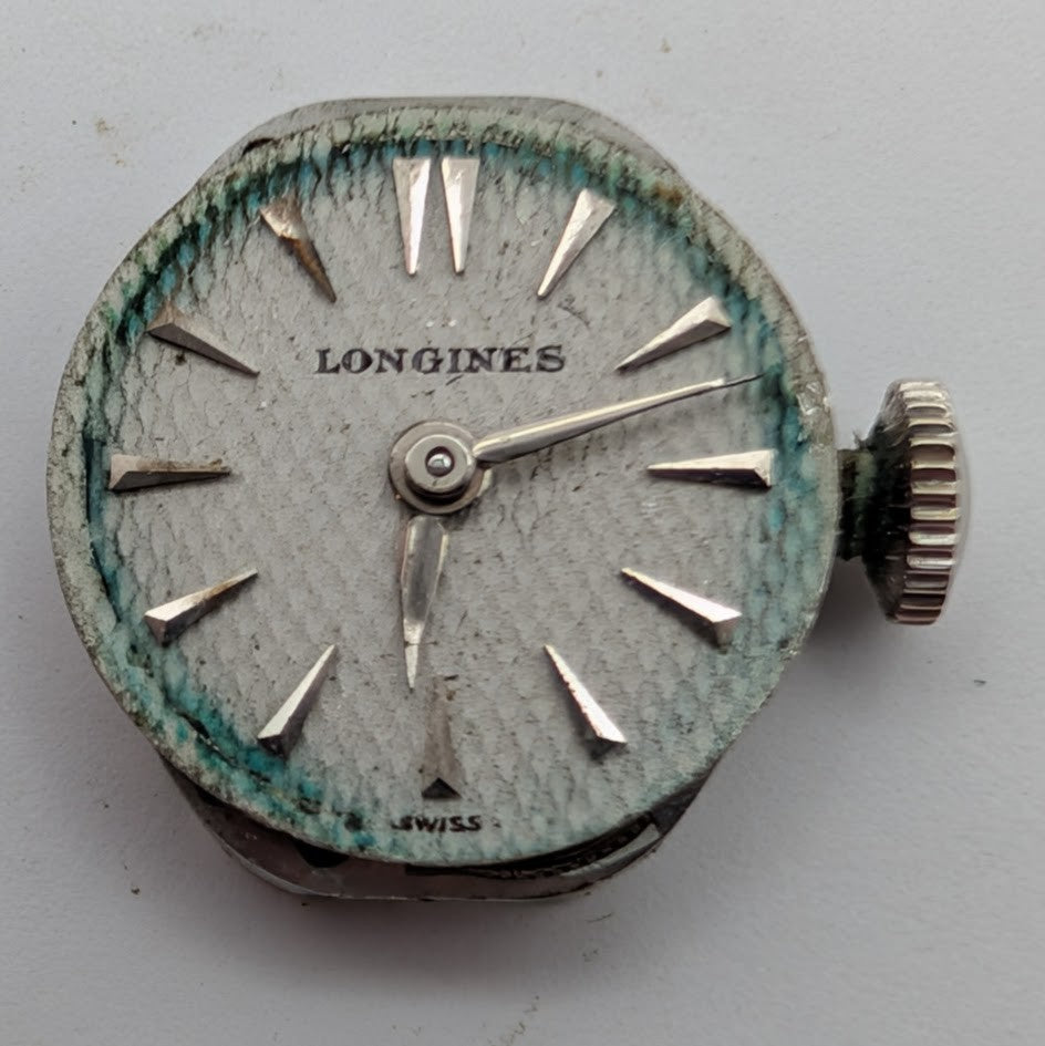 Longines 4LLV 17J Ladies Watch Movement w/ Dial Hands Crown – 1959 – Runs0