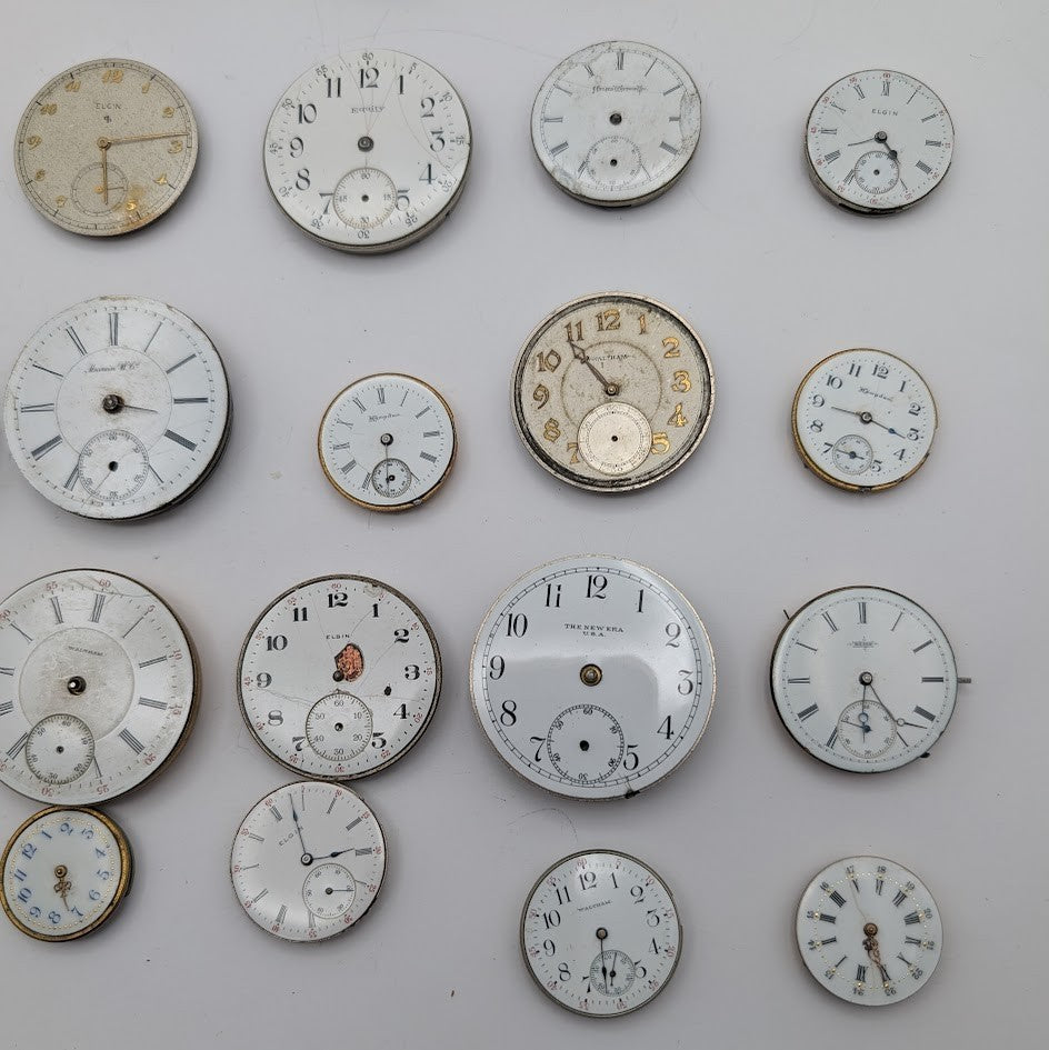Lot of 45 Assortment of Untested Mechanical Pocket Watch Movements Parts/Repair3