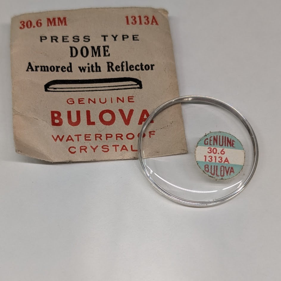 NOS Bulova 30.6mm Watch Crystal – Press Type Dome Armored Reflector Ring – 1313A0