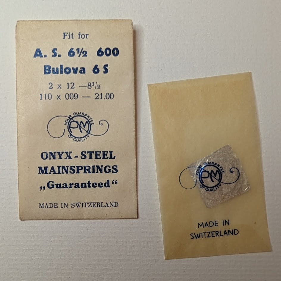 PM Onyx-Steel Mainspring – Fits AS 600 (6½’’’) / Bulova 6S – 1.10×0.09×21.002