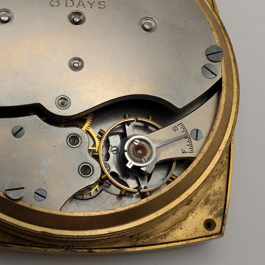 Waltham 8 day 7j, 1926 Travel / Desk Clock, 37s, 7J, Breguet Hairspring - Runs6