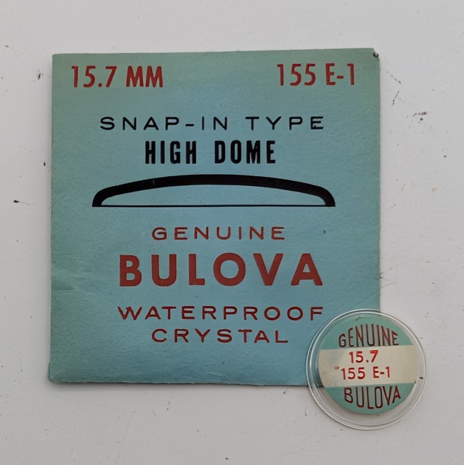 Bulova Snap-In Type High Dome Watch Crystal 15.7MM  Part: 155E-10