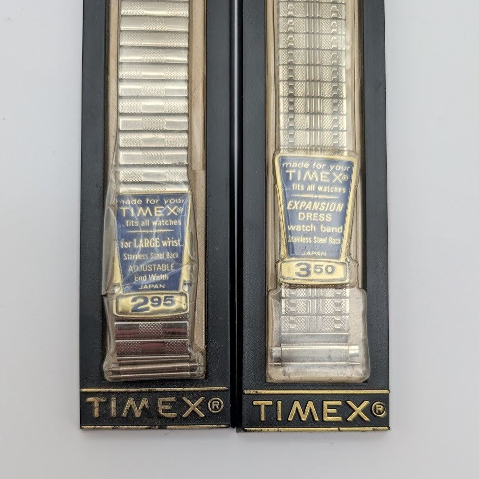 Lot of 2 NOS Timex Gold Tone Expansion Watch Bands Large Wrist Adjustable Japan1