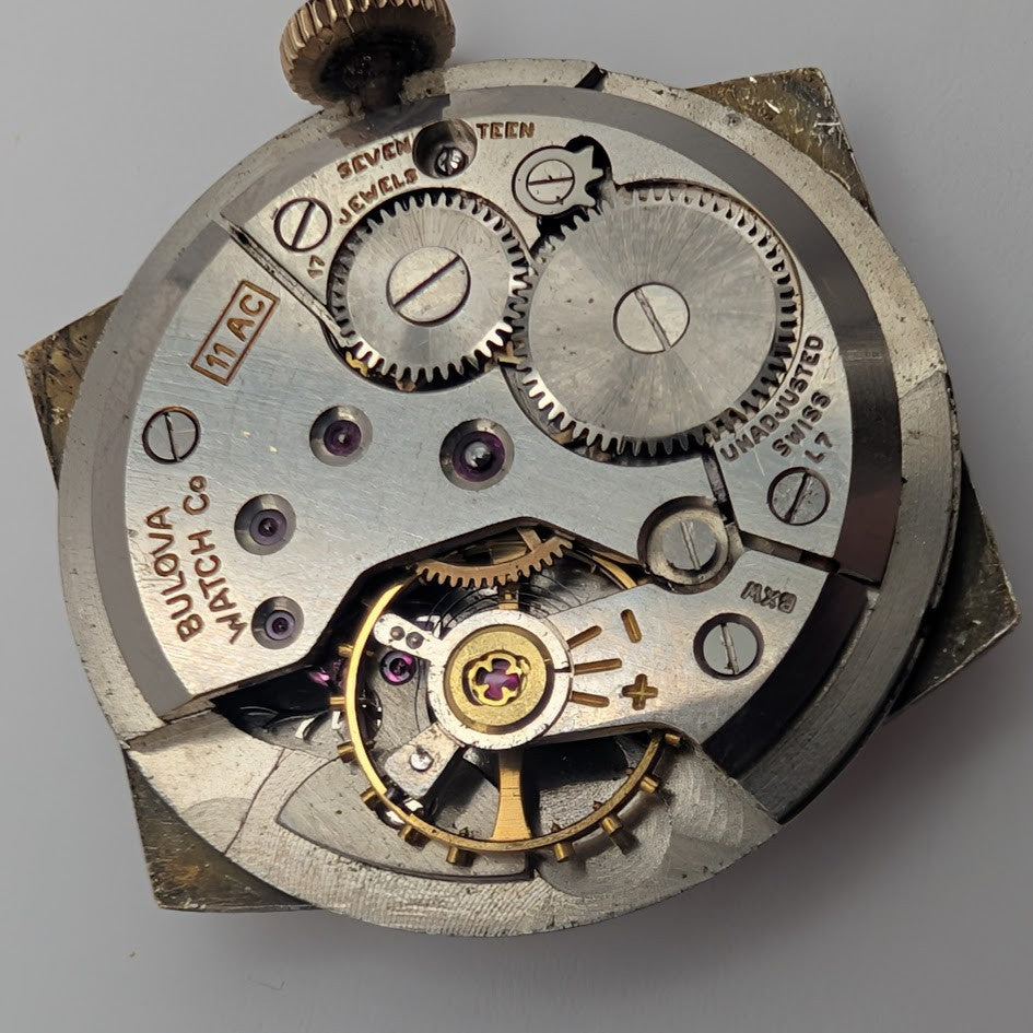 Bulova 11AC 17J Manual-Wind Movement w/ Dial & Hands – Balance Rotates – Parts2